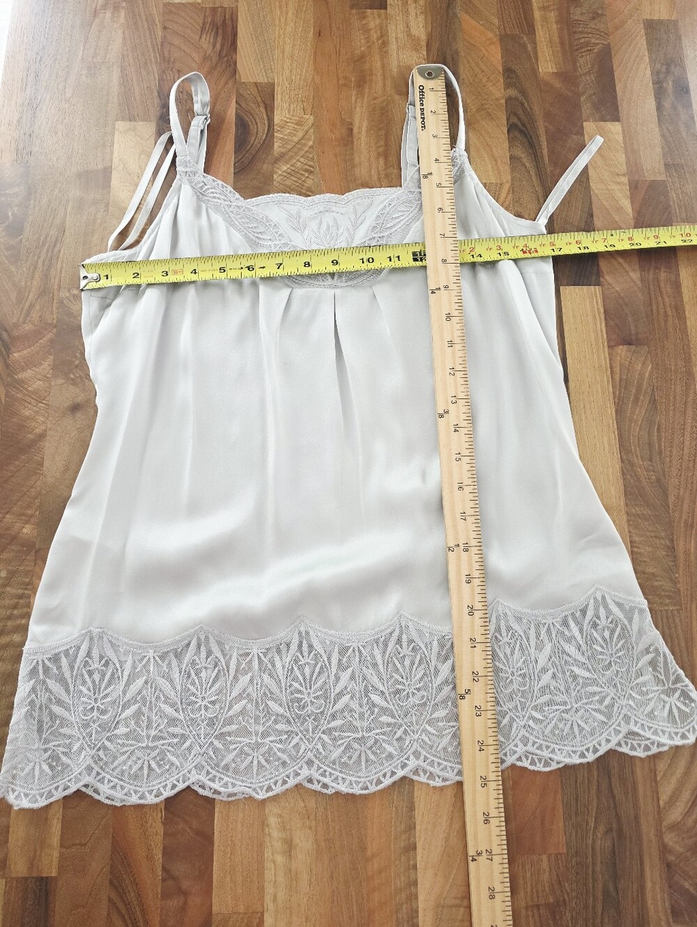 White House Black Market 100% Silk Silver Chemise/Camisole Size Medium - Picture 8 of 11